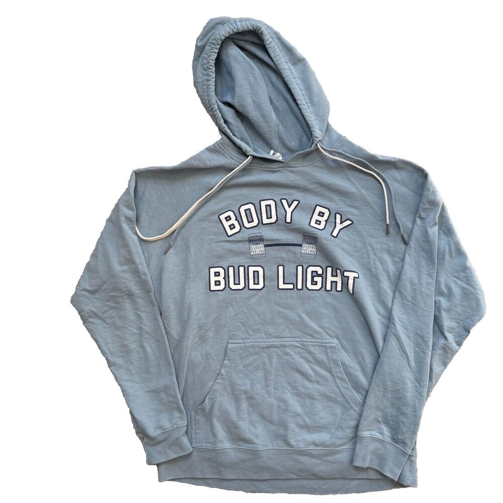 Independent Trading Company Bud Light Hoodie Graphic Modern Mens Large Blue Hood